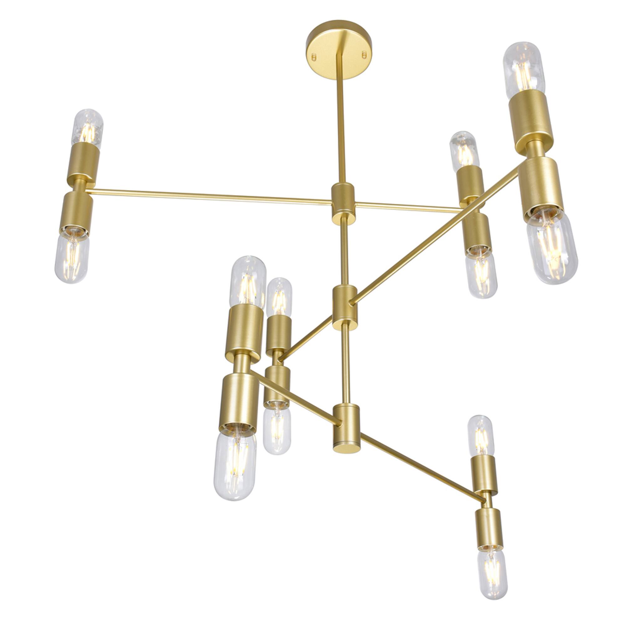 Left. CWI Lighting - Hand Crank 12 Light Chandelier With Medallion Gold Finish - Medallion Gold.