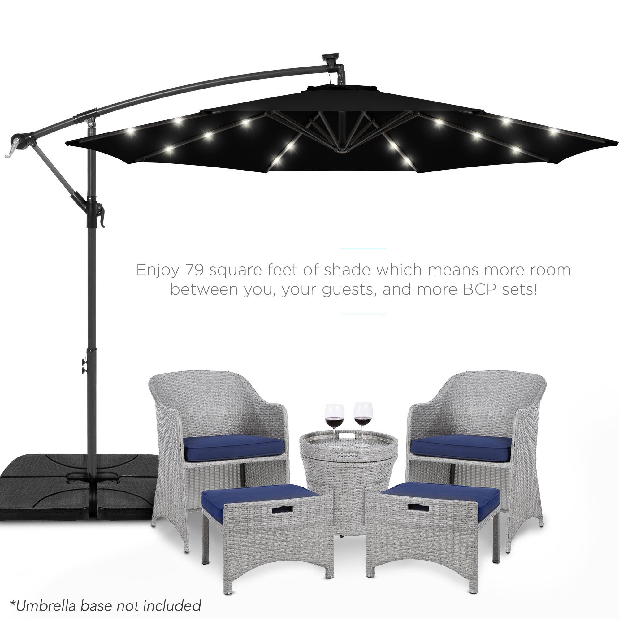 Enjoy 79 square feet of shade which means more room between you, your guests, and more BCP sets!

*Umbrella base not included