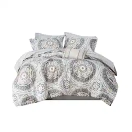 Gracie Mills - Shaffer Globally Inspired 9-Piece Comforter Set with Cotton Bed Sheets - Taupe