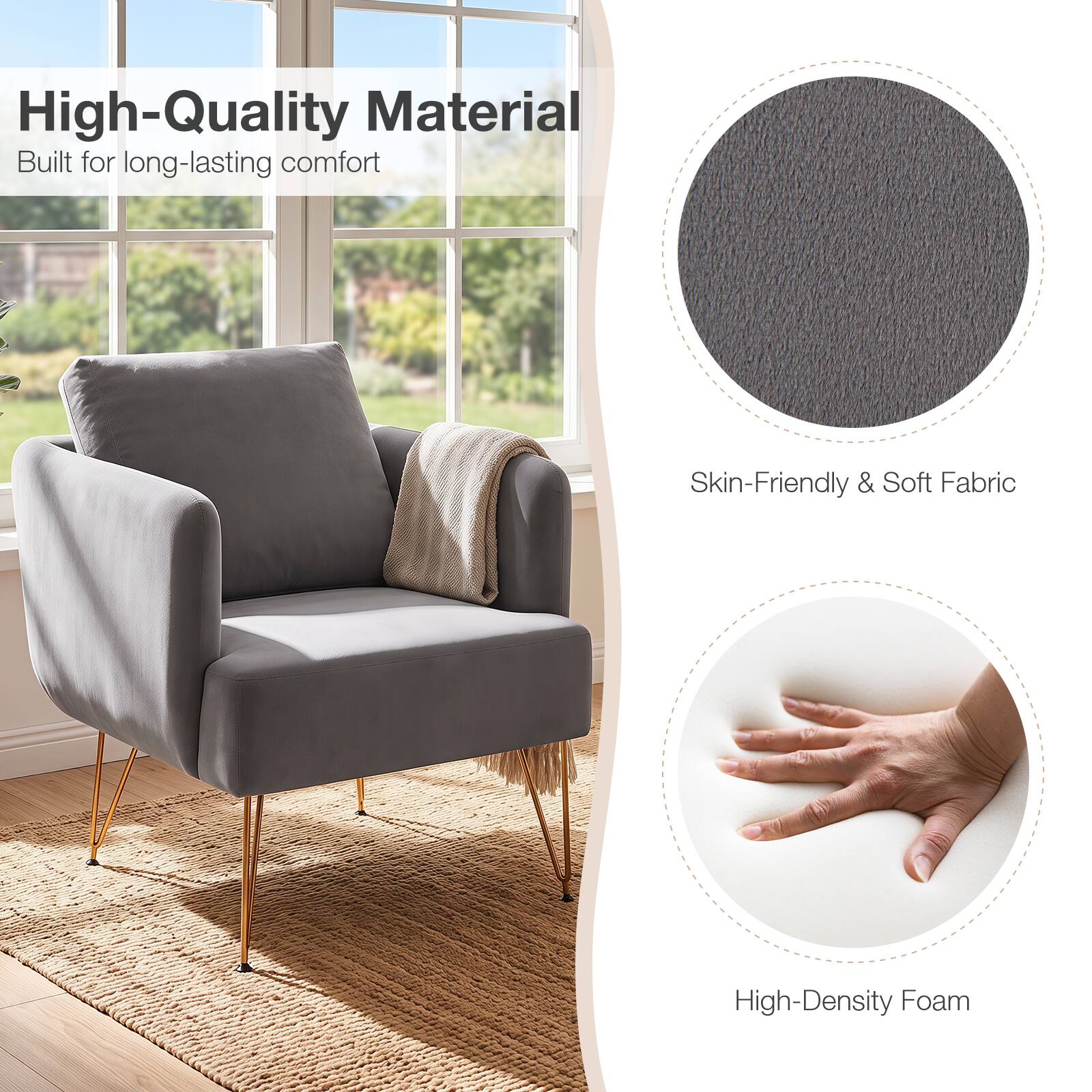 High-Quality Material  
Built for long-lasting comfort  

Skin-Friendly & Soft Fabric  

High-Density Foam