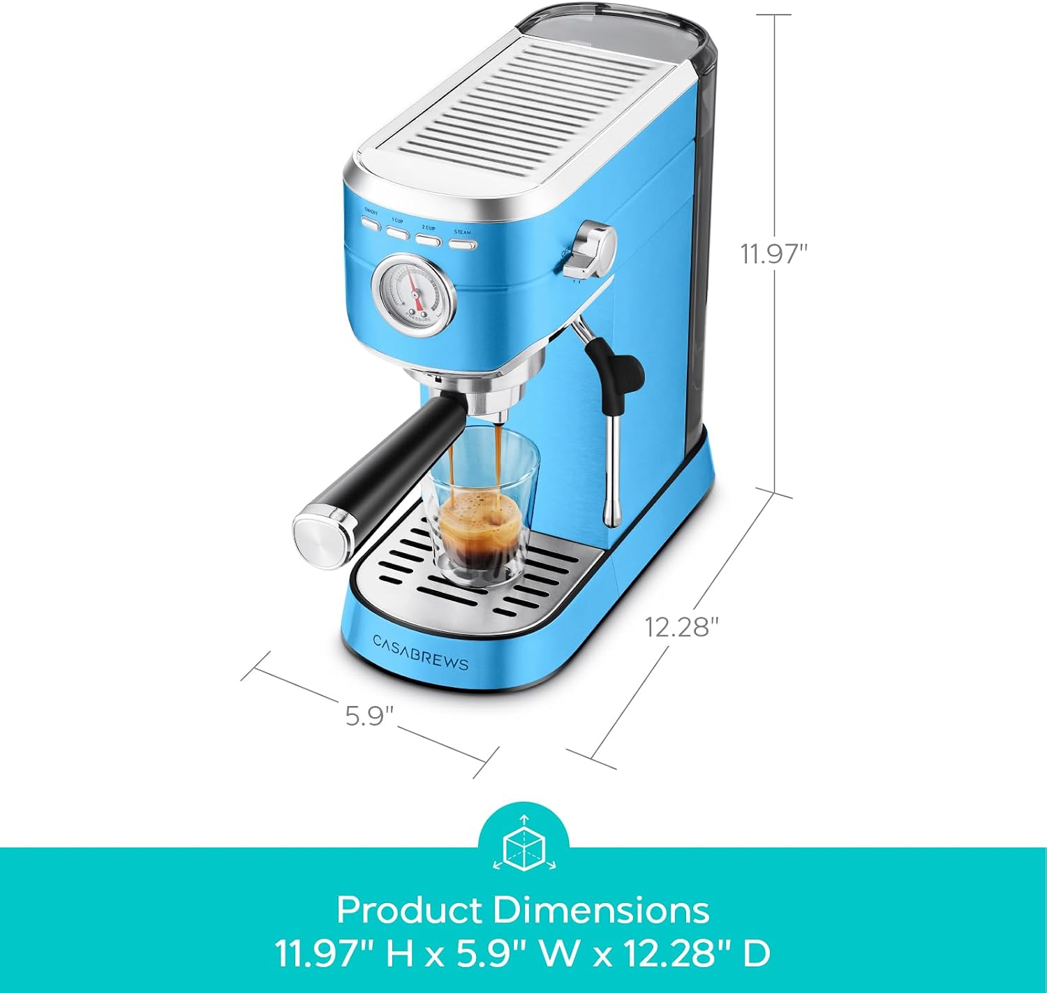 i i 11.97" CASABREWS 5.9" 12.28" Product Dimensions 11.97" H X 5.9" W X 12.28" D