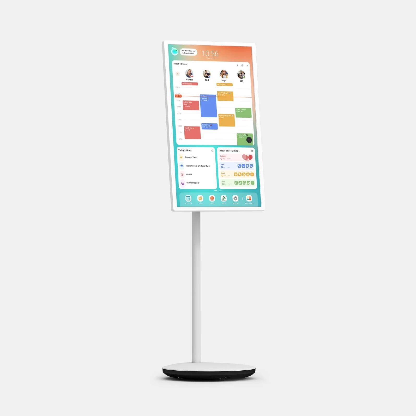 Cozyla - Calendar+ Go: 32" Touchscreen Smart Calendar and Chore Chart Meal Planer Support App Store with Rolling Battery Stand - White