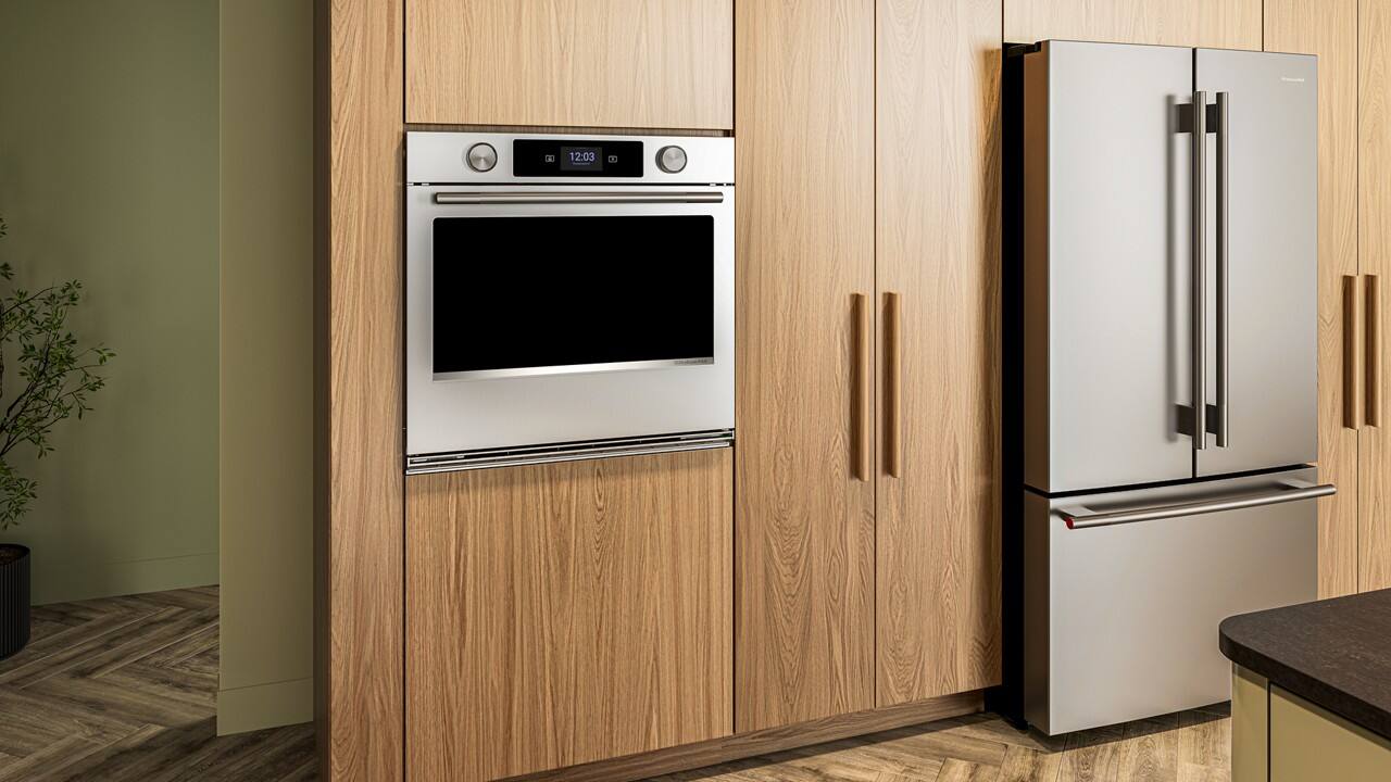 Alt View 12. KitchenAid - 30" Smart Built-In Single Electric Wall Oven with Intelligent Cooking Camera - PrintShield Stainless.