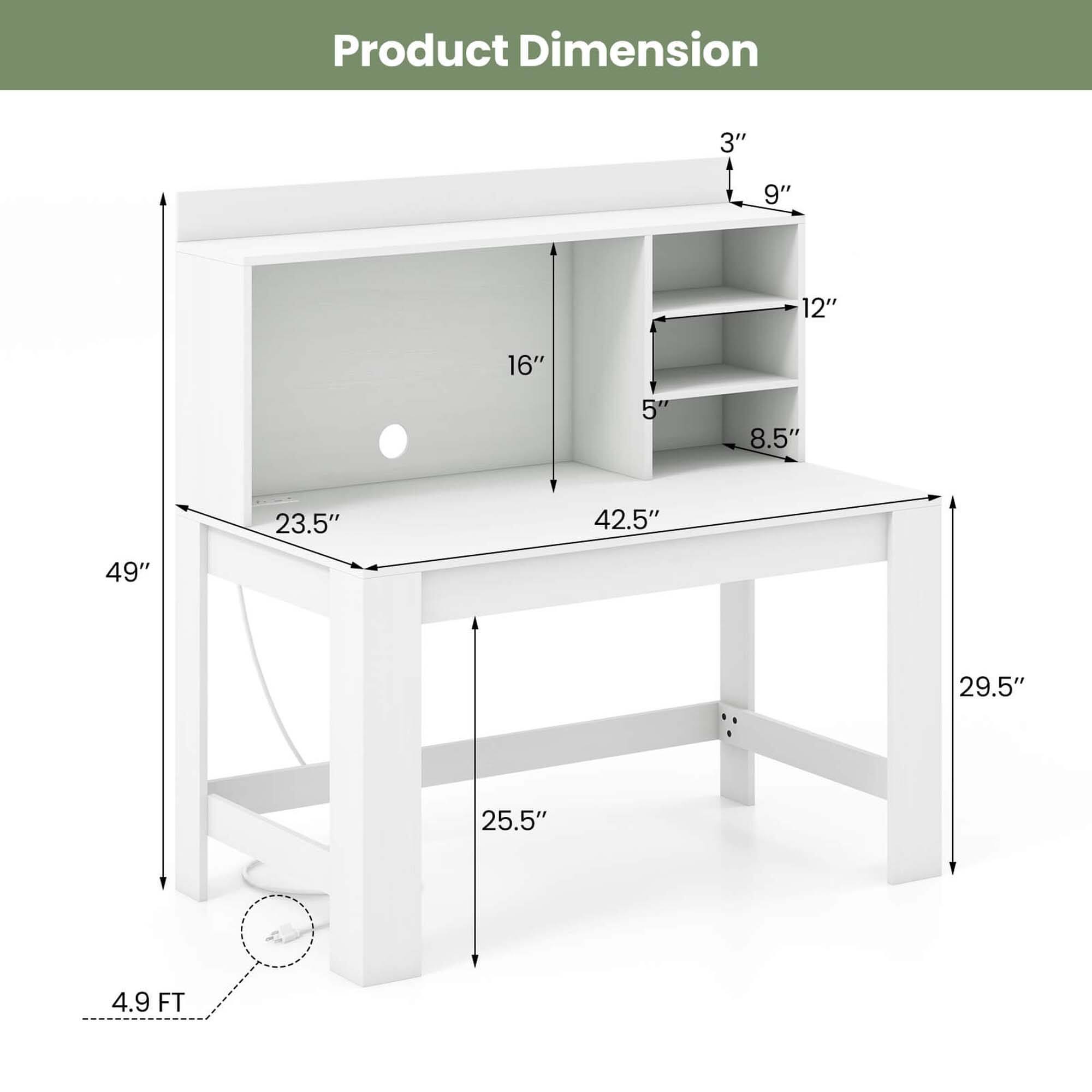 Product Dimension: 3" x 9" x 12" x 16" x 5' x 8.5" x 23.5" x 42.5" x 49" x 29.5" x 25.5" x 4.9 FT.