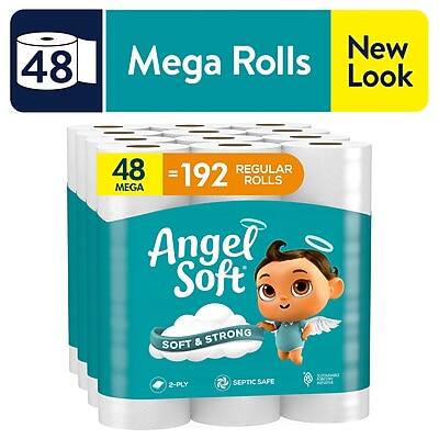 48 Mega Rolls = 192 Regular Rolls  
Angel Soft  
Soft & Strong  
2-Ply  
Septic Safe