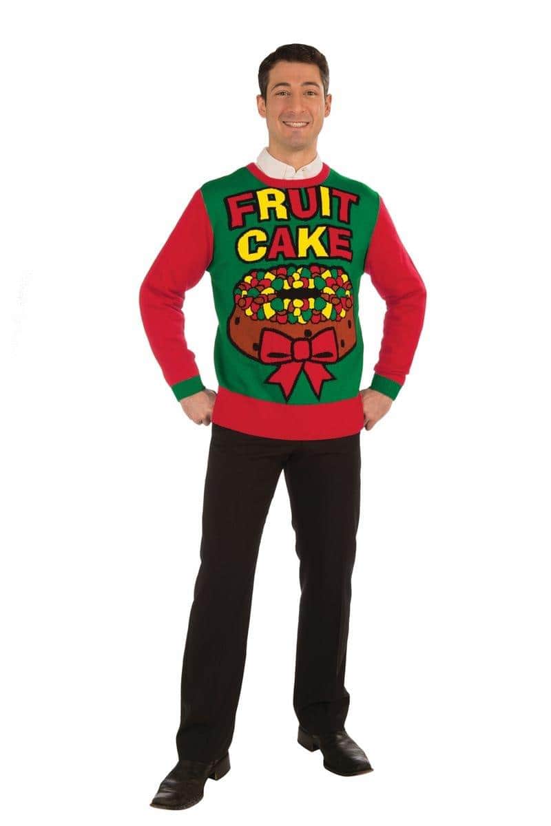 Forum Novelties - Fruit Cake Ugly Christmas Sweater Adult Medium - Red