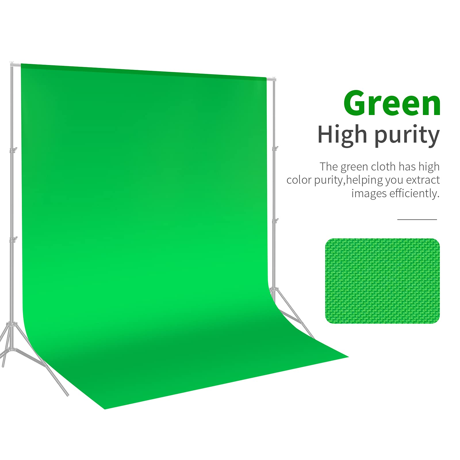 Green  
High purity  

The green cloth has high color purity, helping you extract images efficiently.