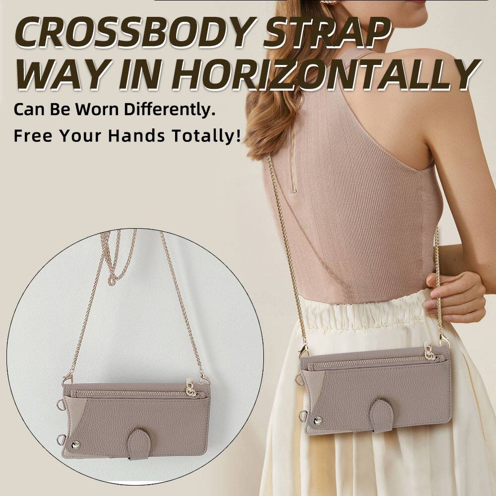 CROSSBODY STRAP WAY IN HORIZONTALLY  
Can Be Worn Differently.  
Free Your Hands Totally!