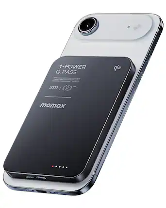 1-POWER Q.PASS
WIRELESS CHARGING BATTERY PACK
15W MAX WIRELESS CHARGING
DESIGNED BY MOMAXLAB S/N: 2516
5000 mAh / 15W
momox