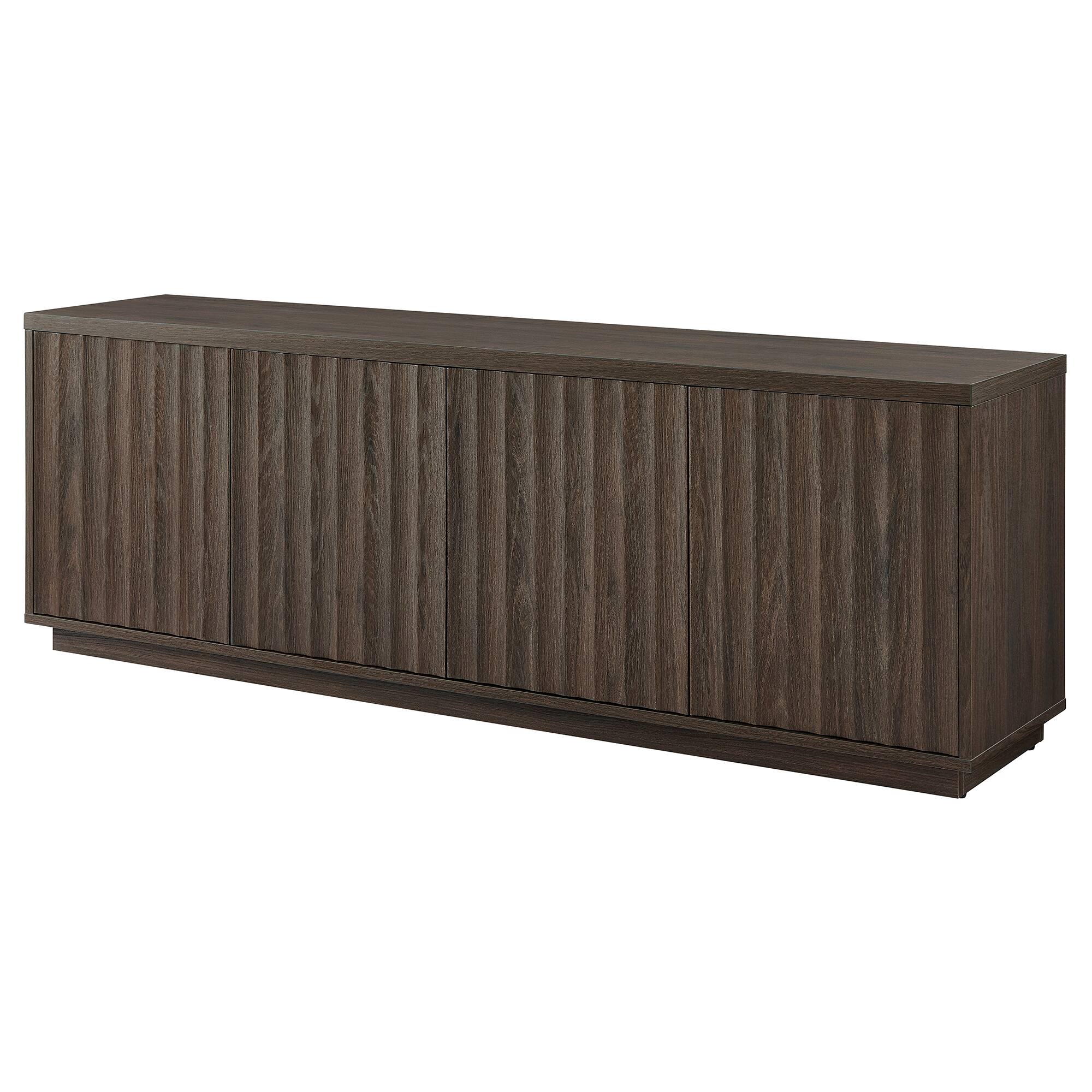 Left. Hudson&Canal - Bourne Rectangular Fluted TV Stand for TV's up to 75" in Brown Oak - Brown Oak.