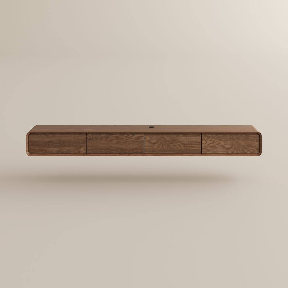 Alt View 8. POVISON - 95" Fully-Assembled Floating TV Stand,Brown - Brown.