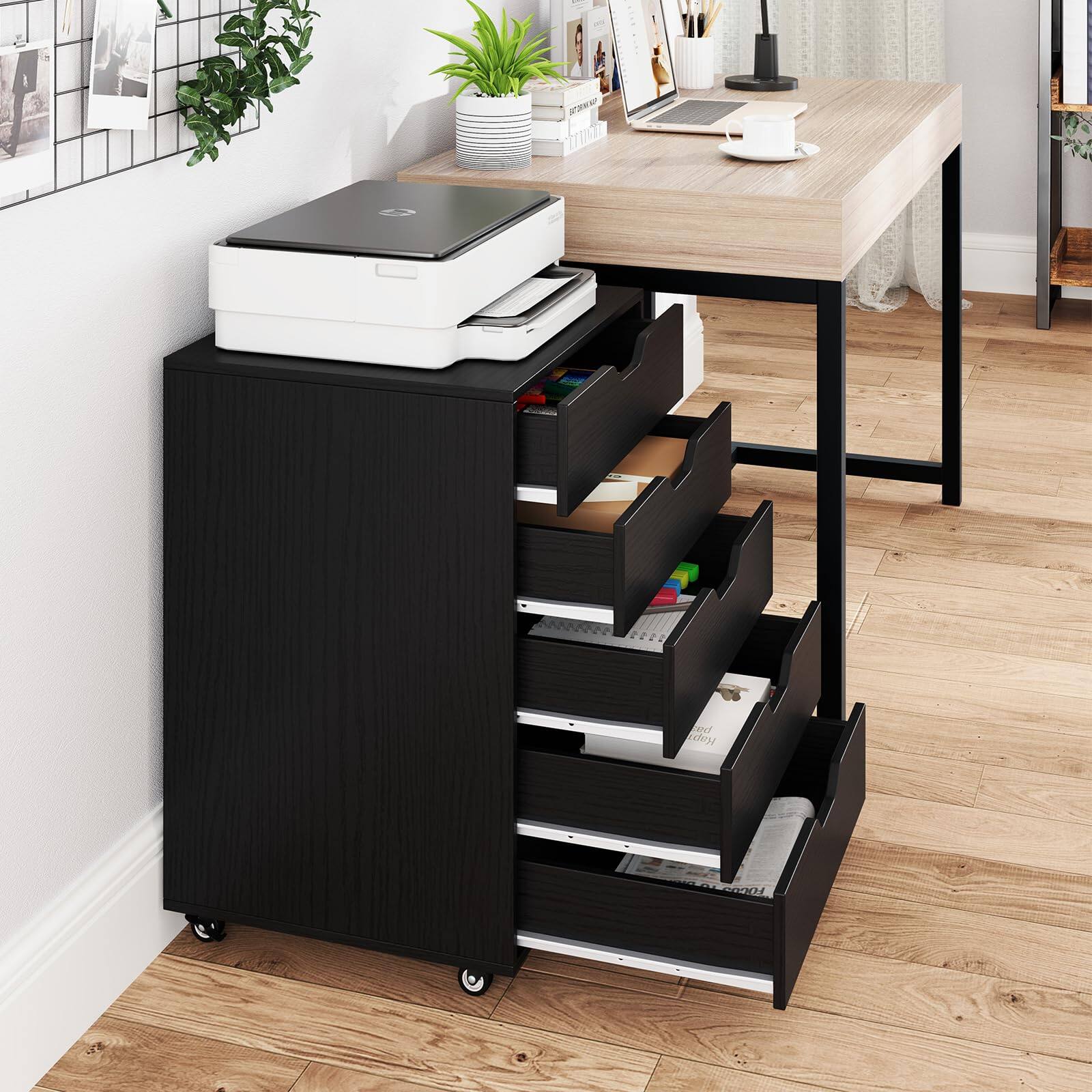 Alt View 7. Ecooso - 5-Drawer Mobile File Cabinet with Wheels, Vertical Storage Organizer for Home Office.