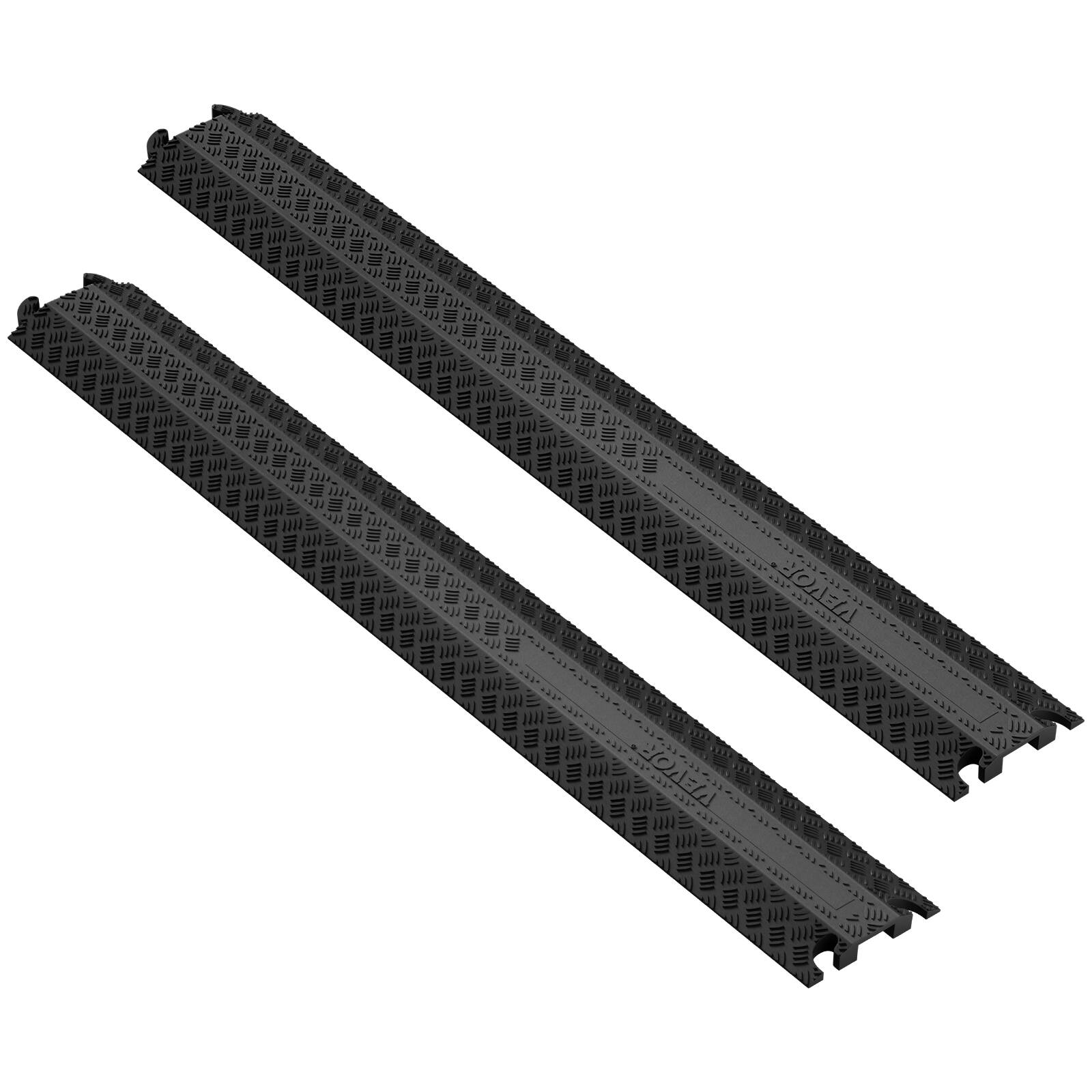 Front. VEVOR - 2-Pack Cable Protection Ramps, Supports Up to 2,000 lbs Per Axle, Durable Cord Safety Covers for Indoor & Outdoor Use - Black.