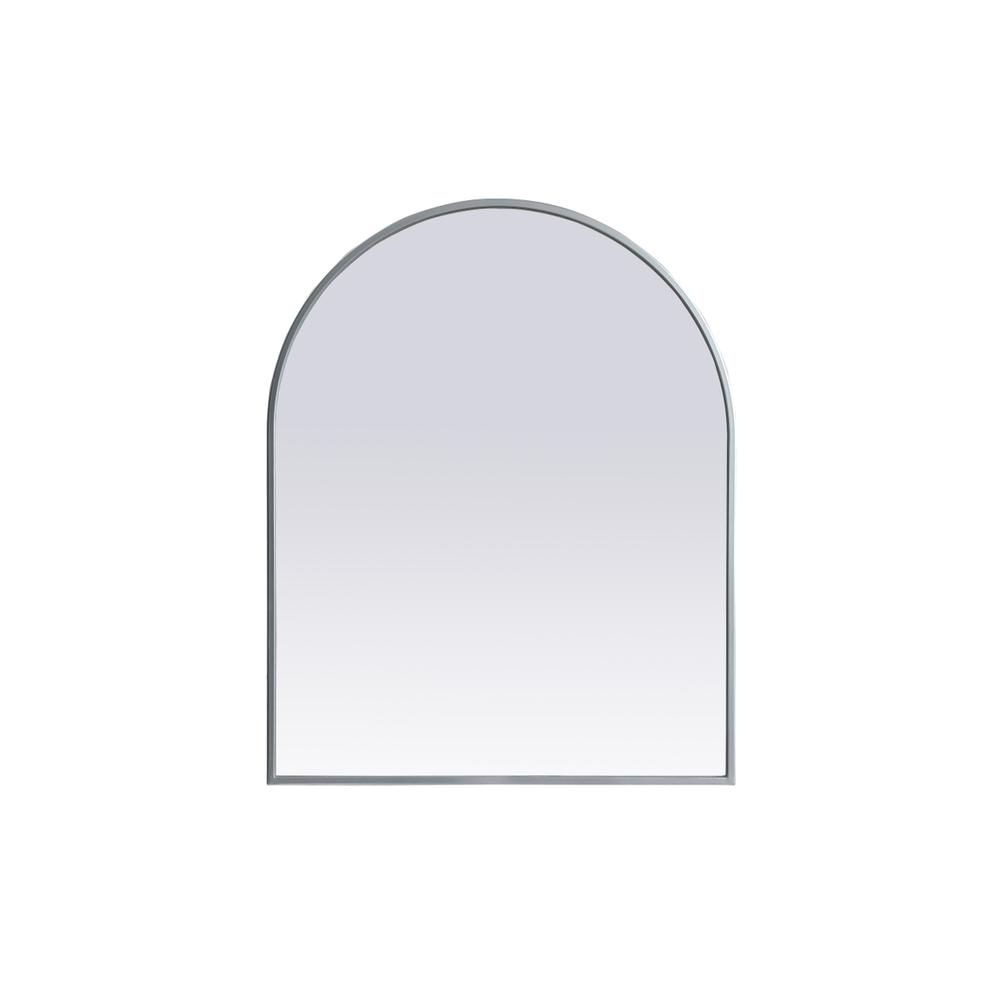 Back. Elegant Decor - Metal Frame Arch Mirror 24x30 Inch in Silver - Silver.
