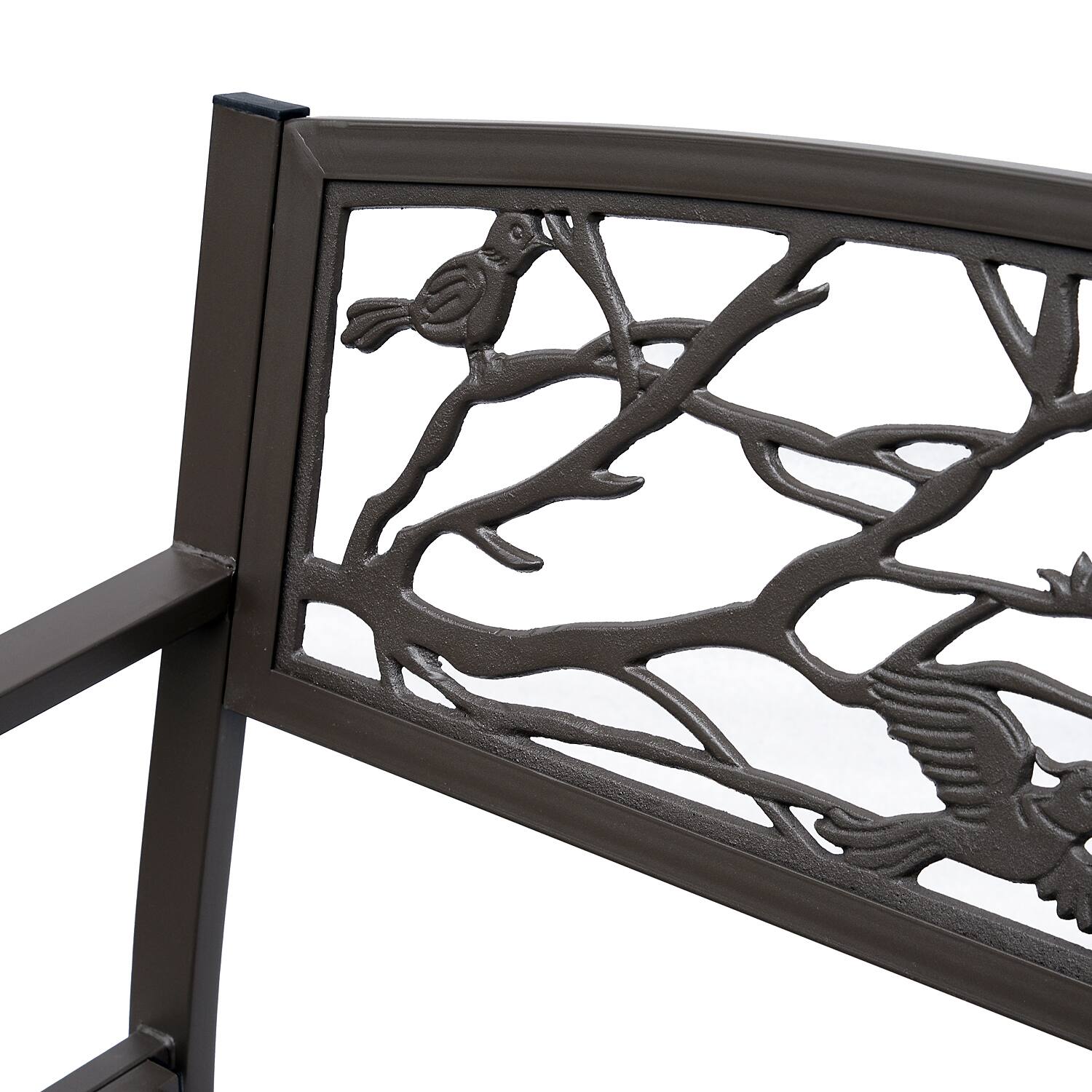 Alt View 5. Outsunny - Outsunny 50" Outdoor Bench, Metal Garden Bench with Animal Pattern Backrest, Porch Bench - Brown.