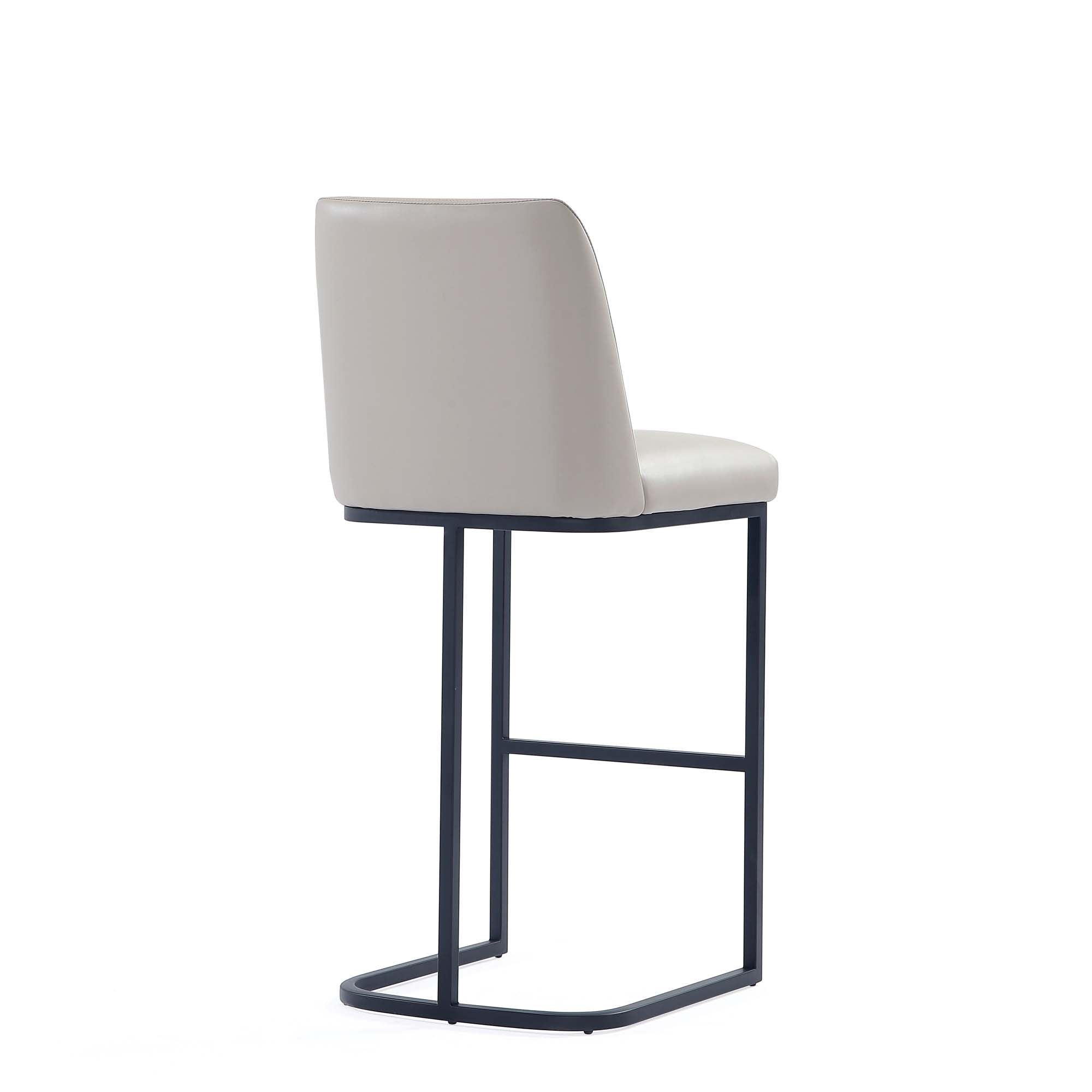 Alt View 4. Manhattan Comfort - Serena Modern Metal Upholstered Barstool - Set of 3 - Light Gray.