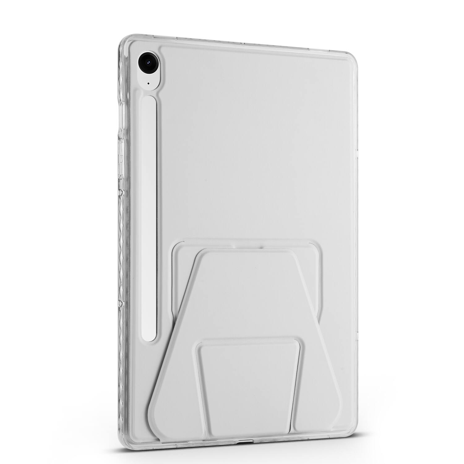 Alt View 2. Dteck - Slim Faux Leather Case for Samsung Galaxy Tab S10 FE / S10 / S9 / S9 FE,Soft Silicone Bumper Shell with Foldable Stand - Gray.