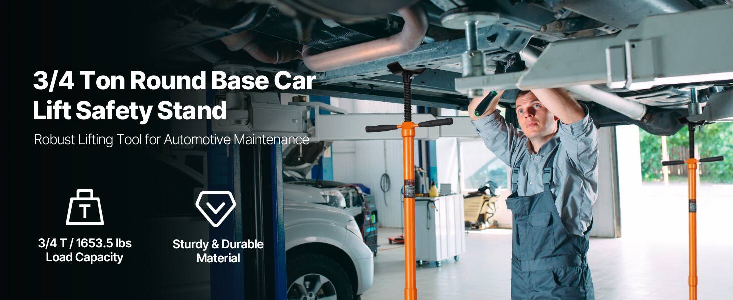 3/4 Ton Round Base Car Lift Safety Stand  
Robust Lifting Tool for Automotive Maintenance  

3/4 T / 1653.5 lbs Load Capacity  
Sturdy & Durable Material