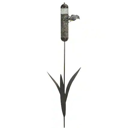 Front. Woodlink - Woodlink 36 Inch Tall Portable Cattail Stake Bird Feeder with Metal Mesh Cage - Cattail.