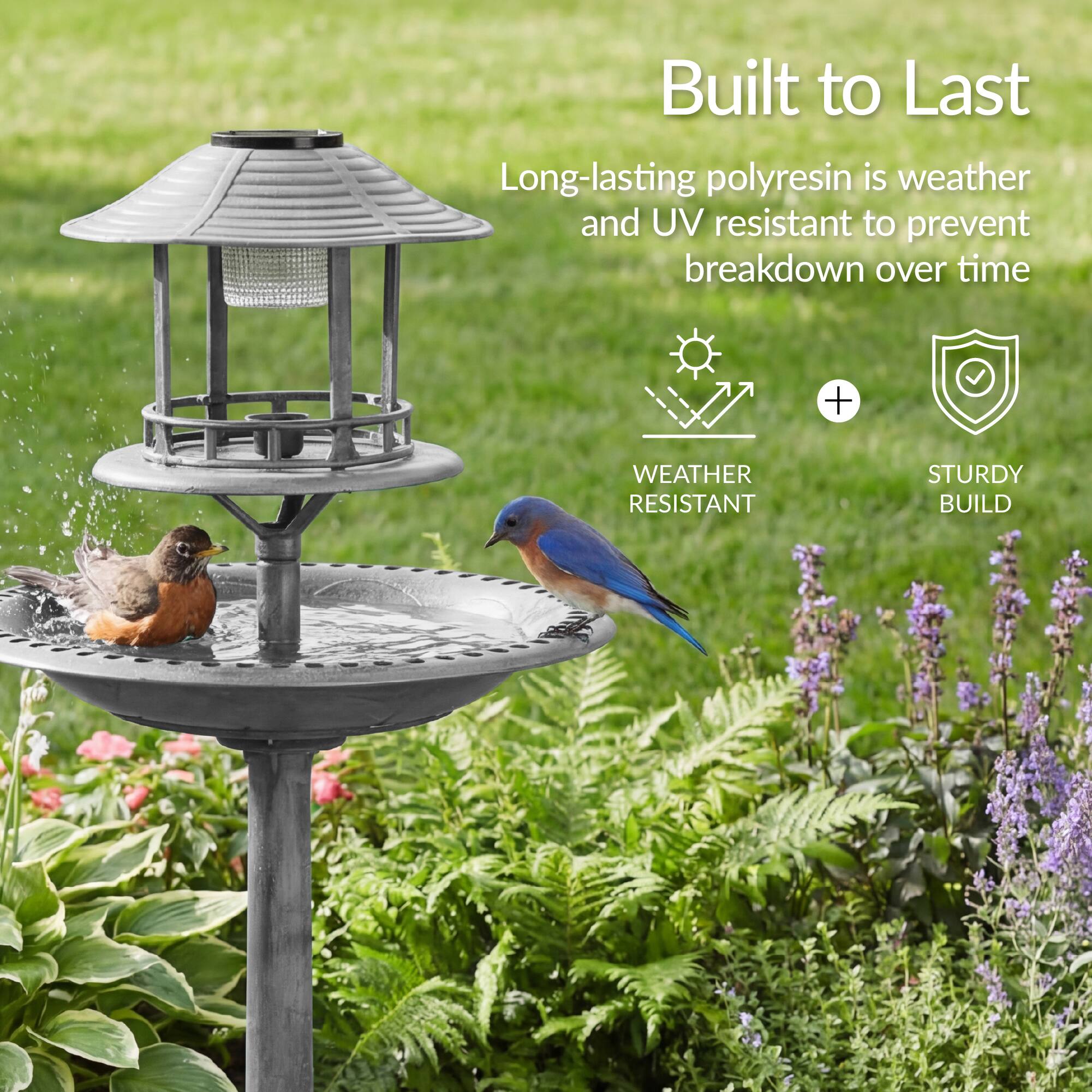 Built to Last

Long-lasting polyresin is weather and UV resistant to prevent breakdown over time

WEATHER RESISTANT + STURDY BUILD