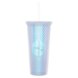 Logo Brands - 24oz. Iridescent Studded Travel Tumbler with Straw - Multicolor