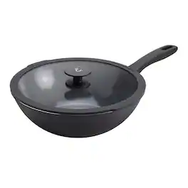 Henckels - Nola 11-inch Aluminum Ceramic Nonstick Wok with Lid - Black