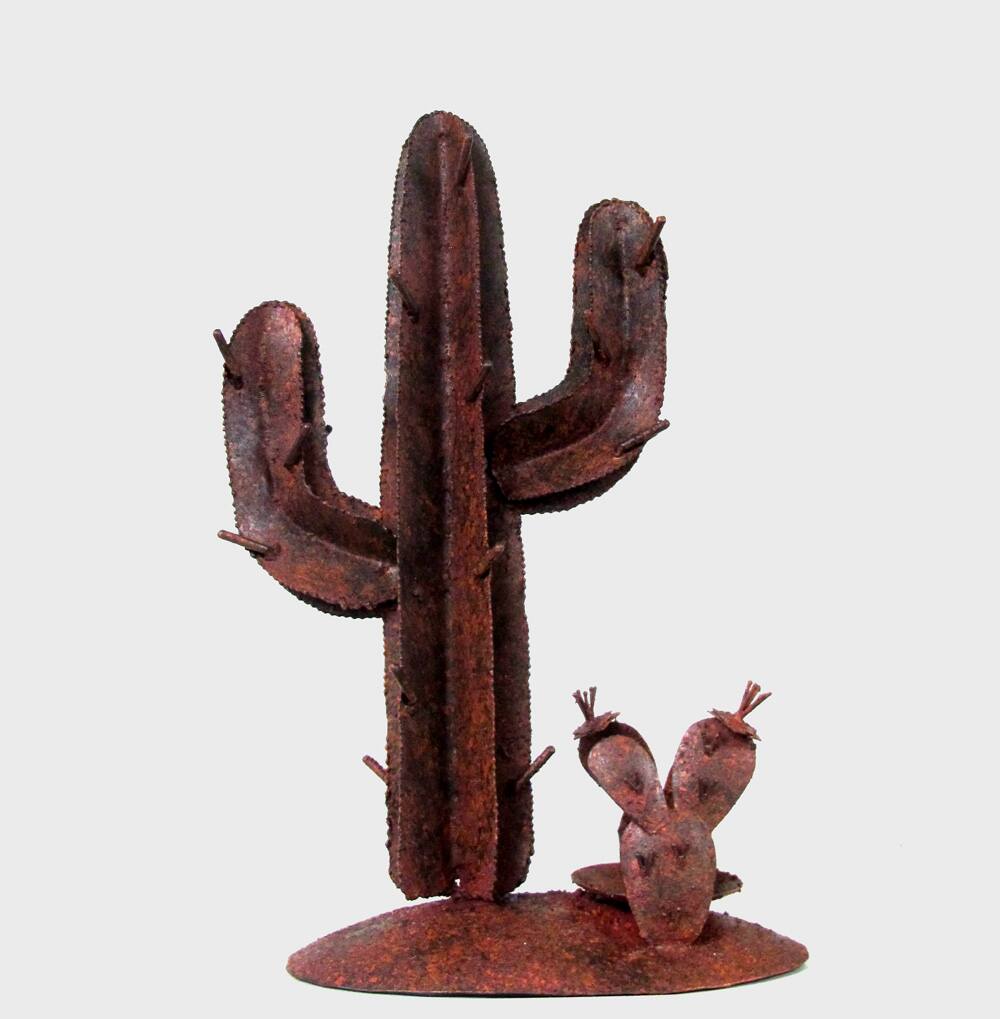 Dart - Rustic Cactus Iron Candle Holder Small - Brown