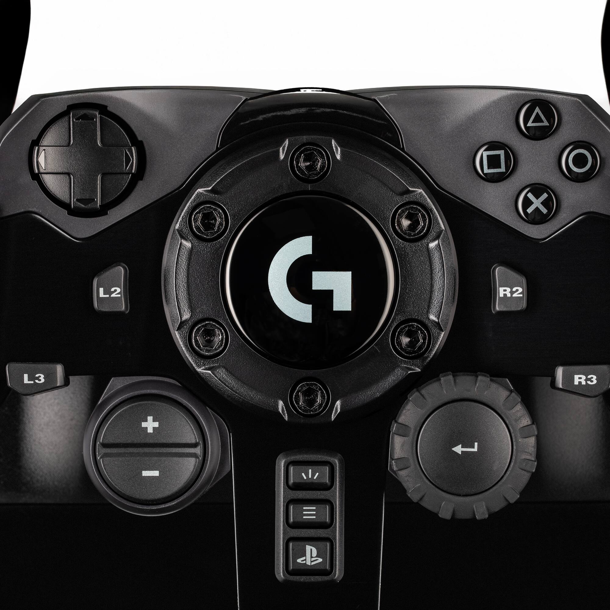 Back. Logitech - Logitech G923 Racing Wheel and Pedals Trueforce Sim Driving Wheel For PC, PS4, PS5 with Accessories - Black.