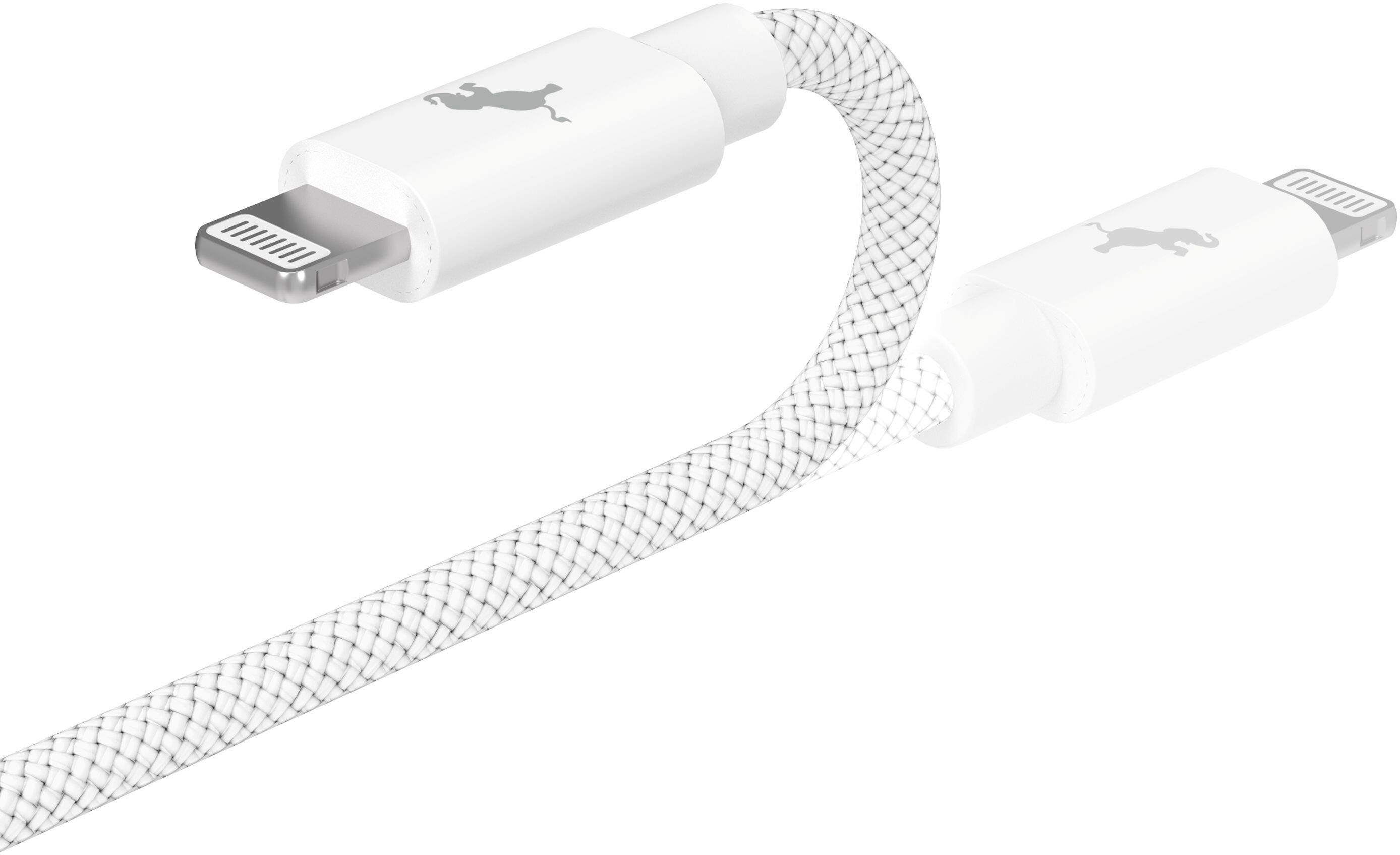 Back. Nimble - Powerknit USB-C to Lightning Cable 2M/6.5 FT MFi Certified Fast Charging for iPhone 14–6, iPad & AirPods, Durable Cord - White.
