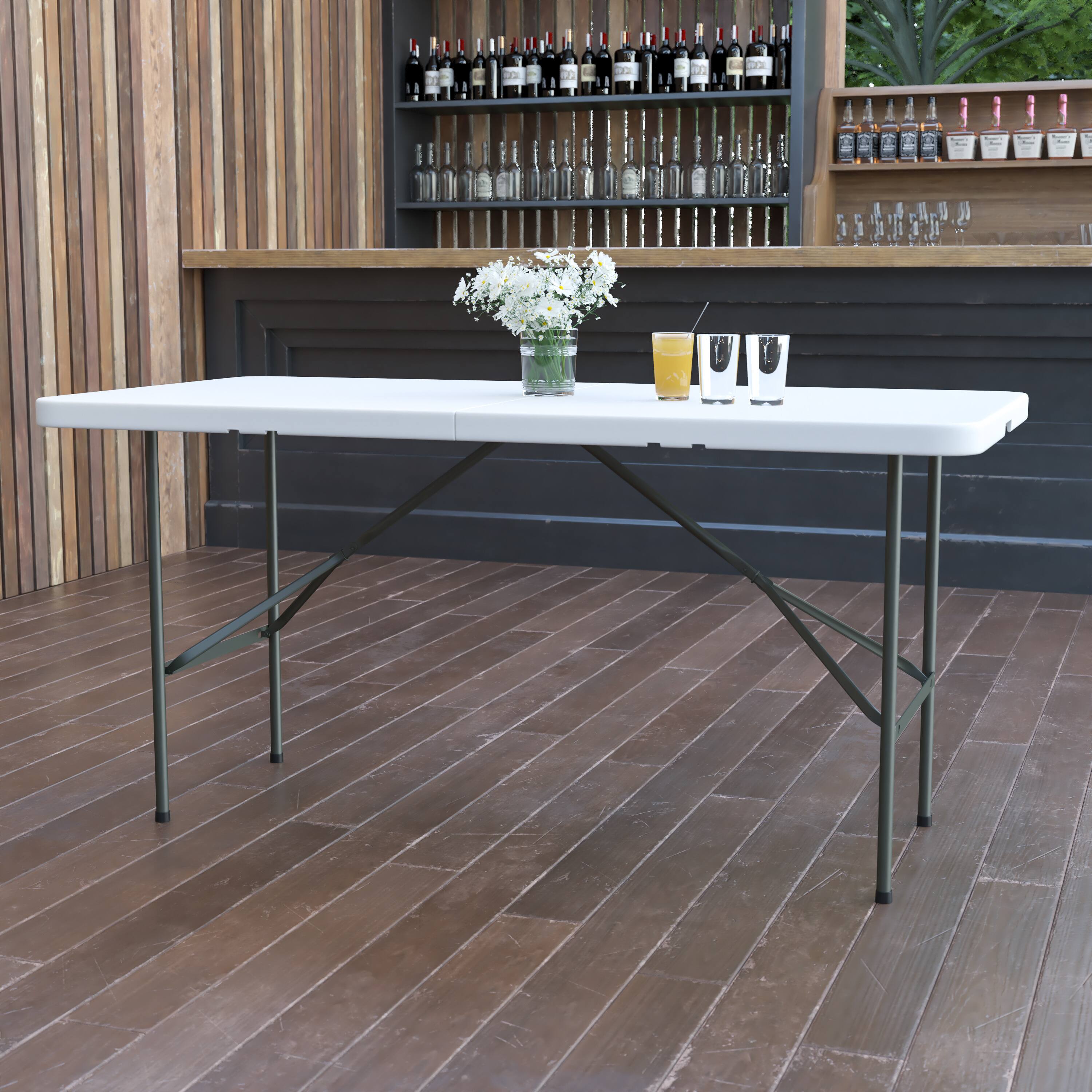 Alt View 11. Alamont Home - 5-Foot Bi-Fold Plastic Folding Table - Granite White.