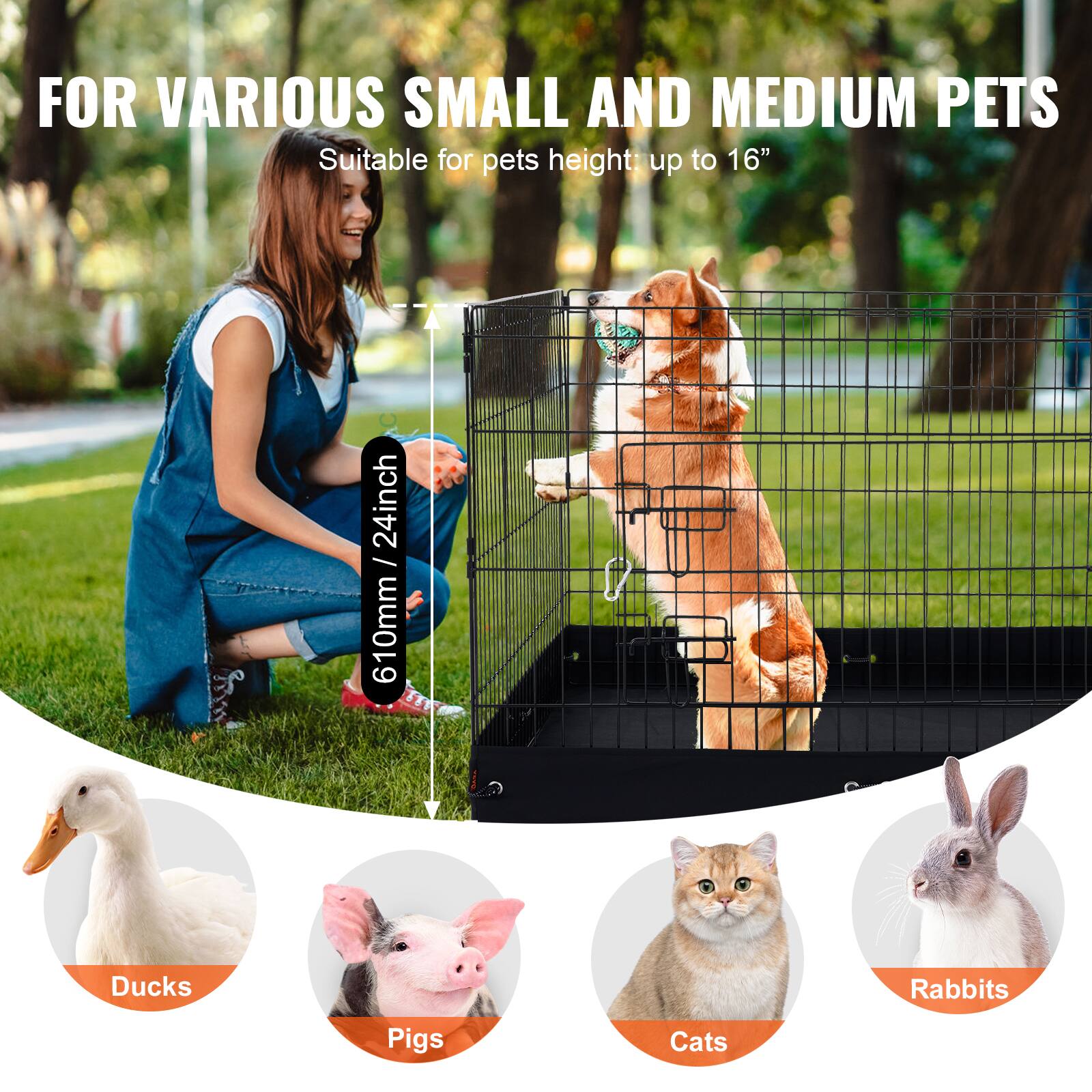 FOR VARIOUS SMALL AND MEDIUM PETS

Suitable for pets height up to 16" (24 inch / 610 mm)

Ducks
Pigs
Cats
Rabbits