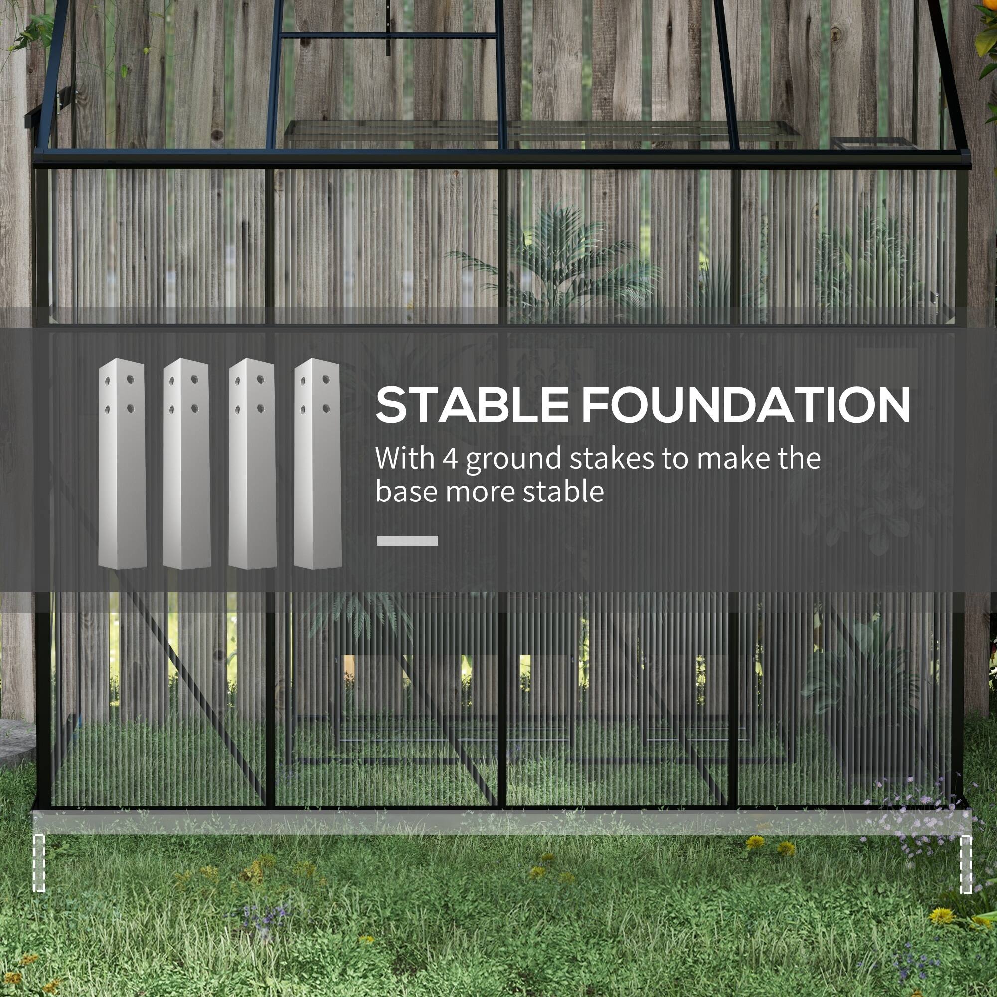 STABLE FOUNDATION  
With 4 ground stakes to make the base more stable