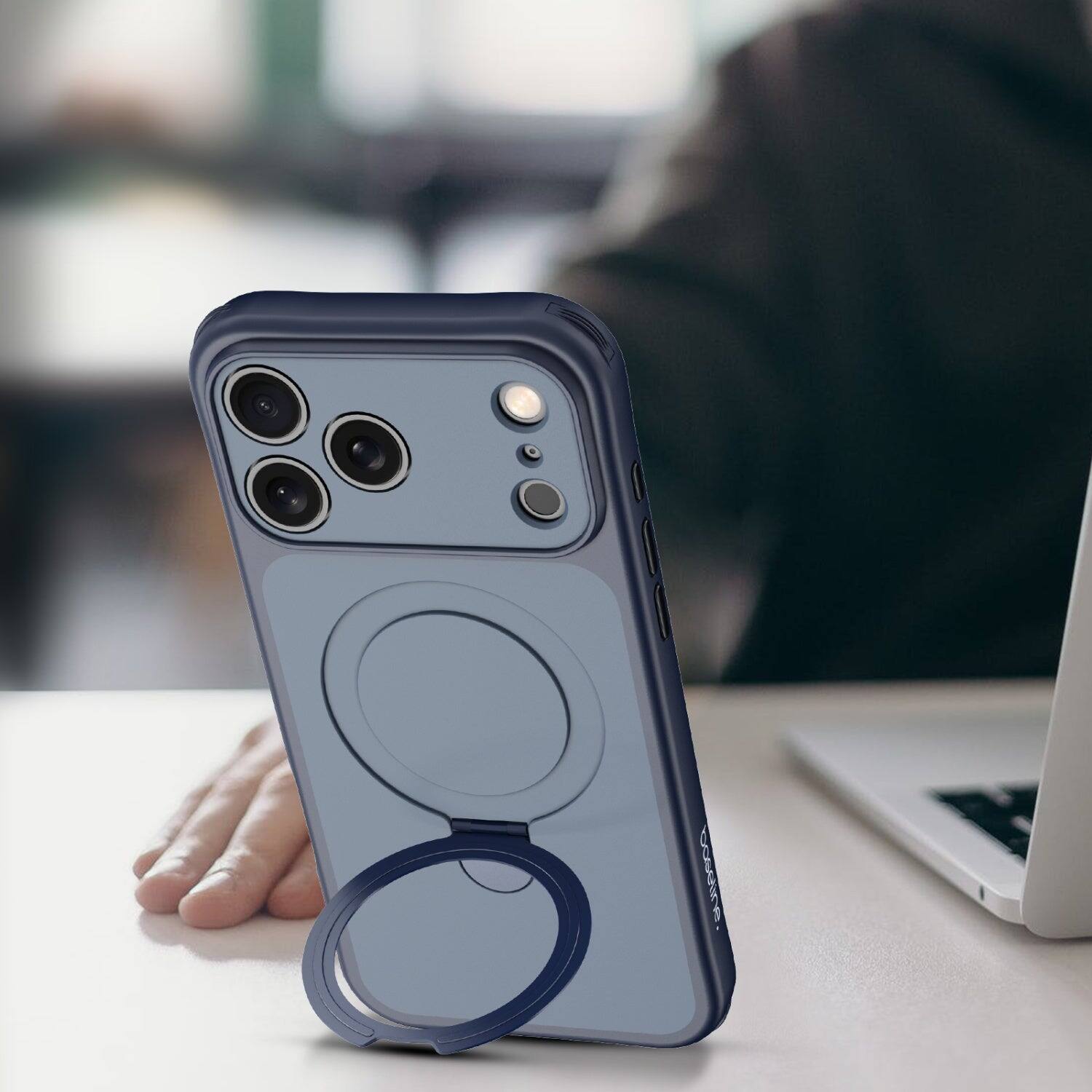 Alt View 4. BASELINE - TouchTone Series Kickstand Ring MagSafe Case for Apple iPhone 18 Pro Max / 17 Pro Max - Blue.