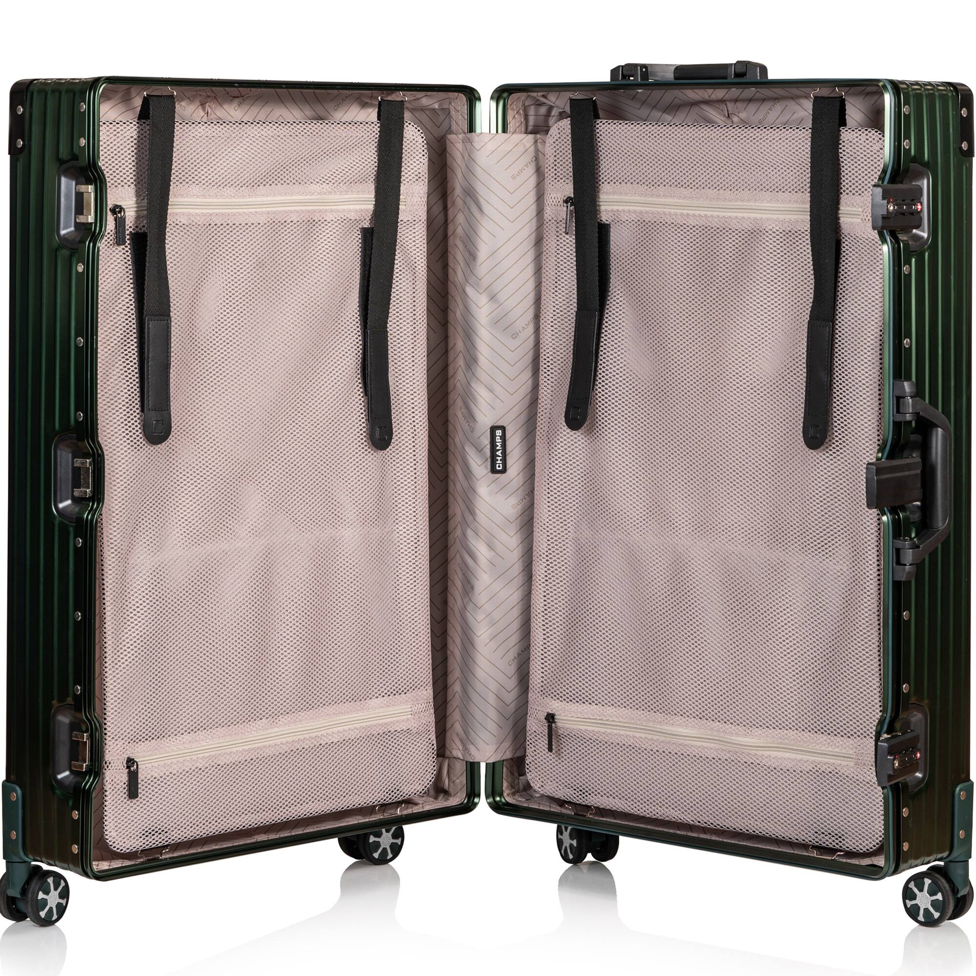 Back. Champs - Elite Aluminum Collection Large Luggage Case - Green.