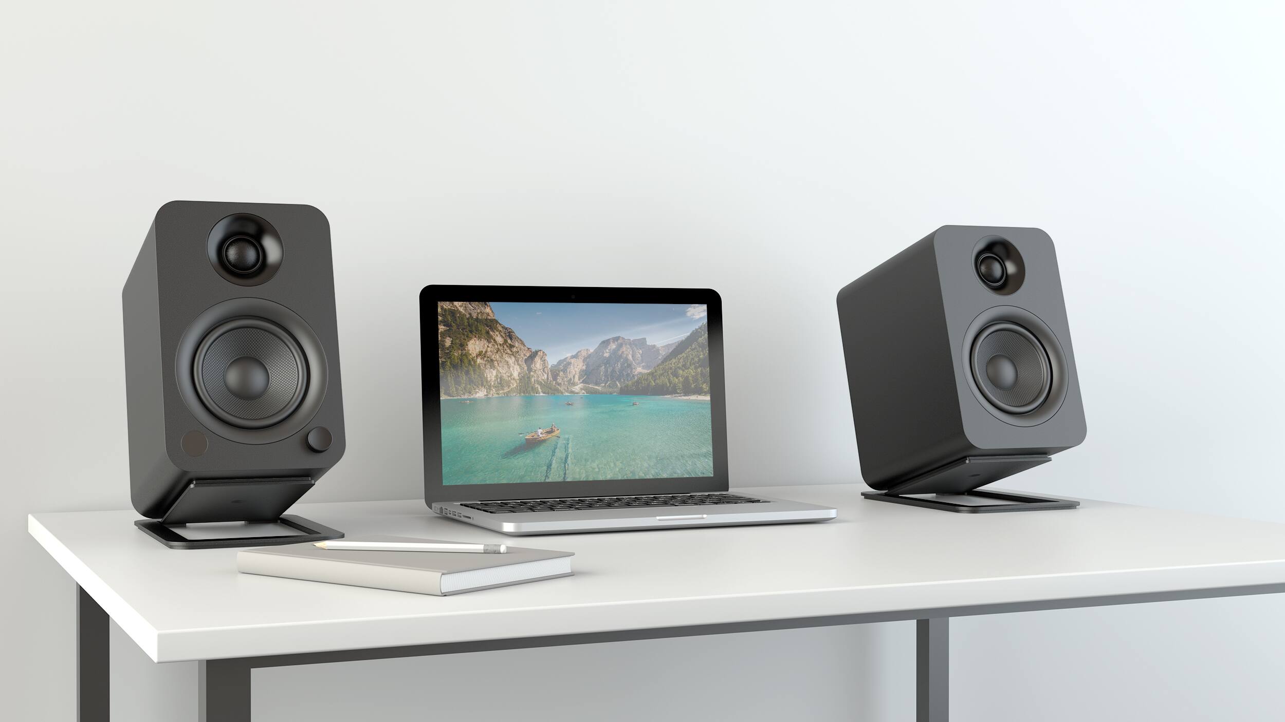 Alt View 5. Kanto - Kanto YU Powered Bookshelf Speaker with Bluetooth & RCA Input (Matte Black) - Pair - Black.