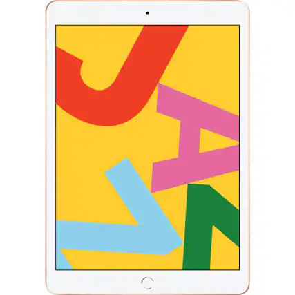 Front. Apple - Certified Refurbished - Apple 10.2-Inch iPad (7th Generation) (2019) Wi-Fi + Cellular - 32GB - Gold.