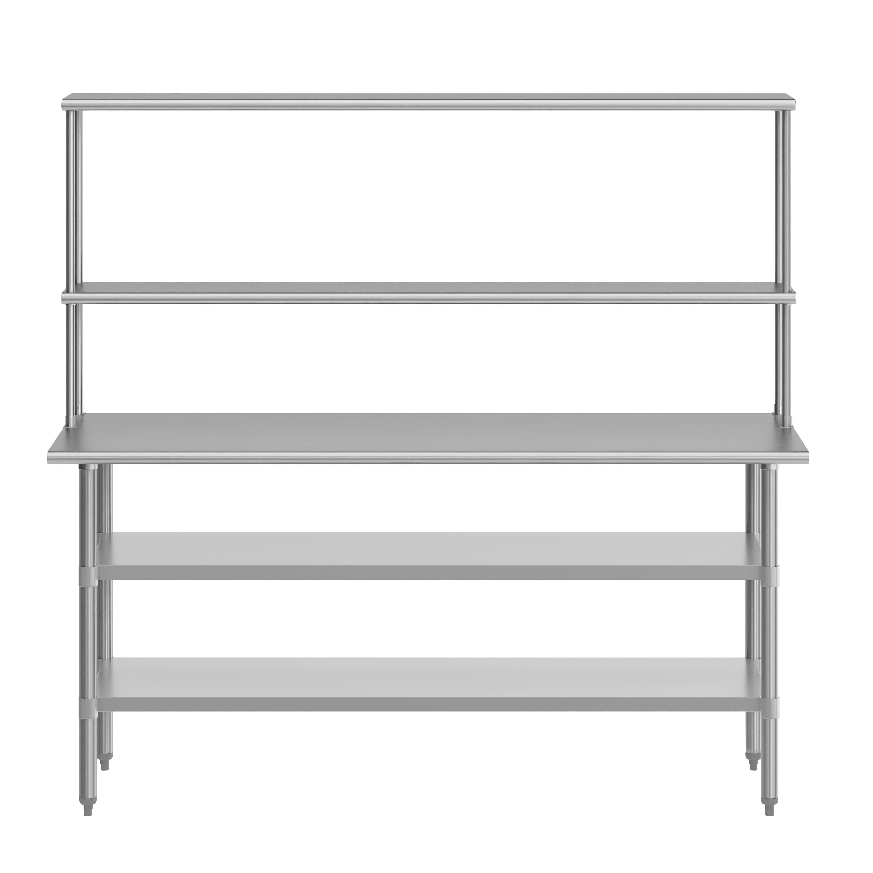 Angle. Flash Furniture - Reader Portable Prep and Work Table with NSF Certified 18 Gauge Stainless Steel Top Shelf and Double Overshelves and 2 G - Gray.