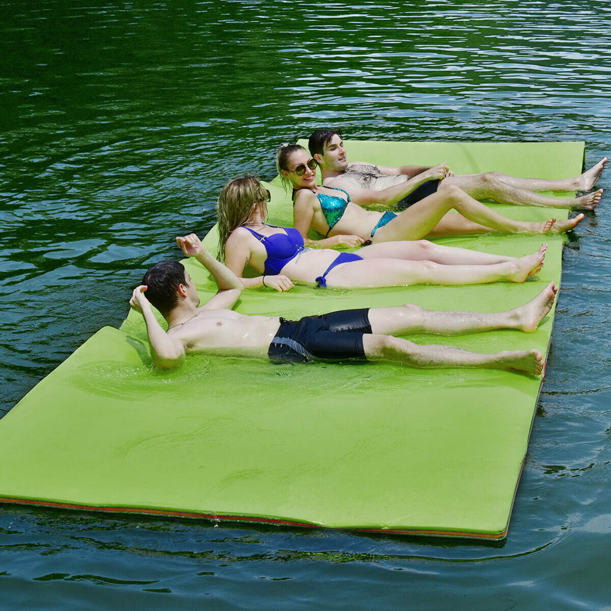 Gymax - 12' x 6' Floating Water Pad Mat 3-Layer Foam Floating Island for Pool Lake - Green price history on PriceWatchPro