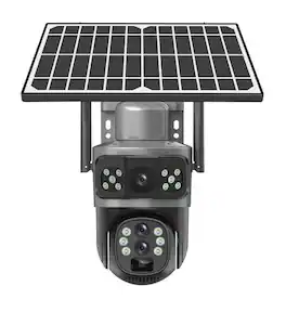 Cluzine - Triple Lens Solar Security Camera, 355° PTZ, 3-Screen, Auto Tracking,Outdoor Surveillance