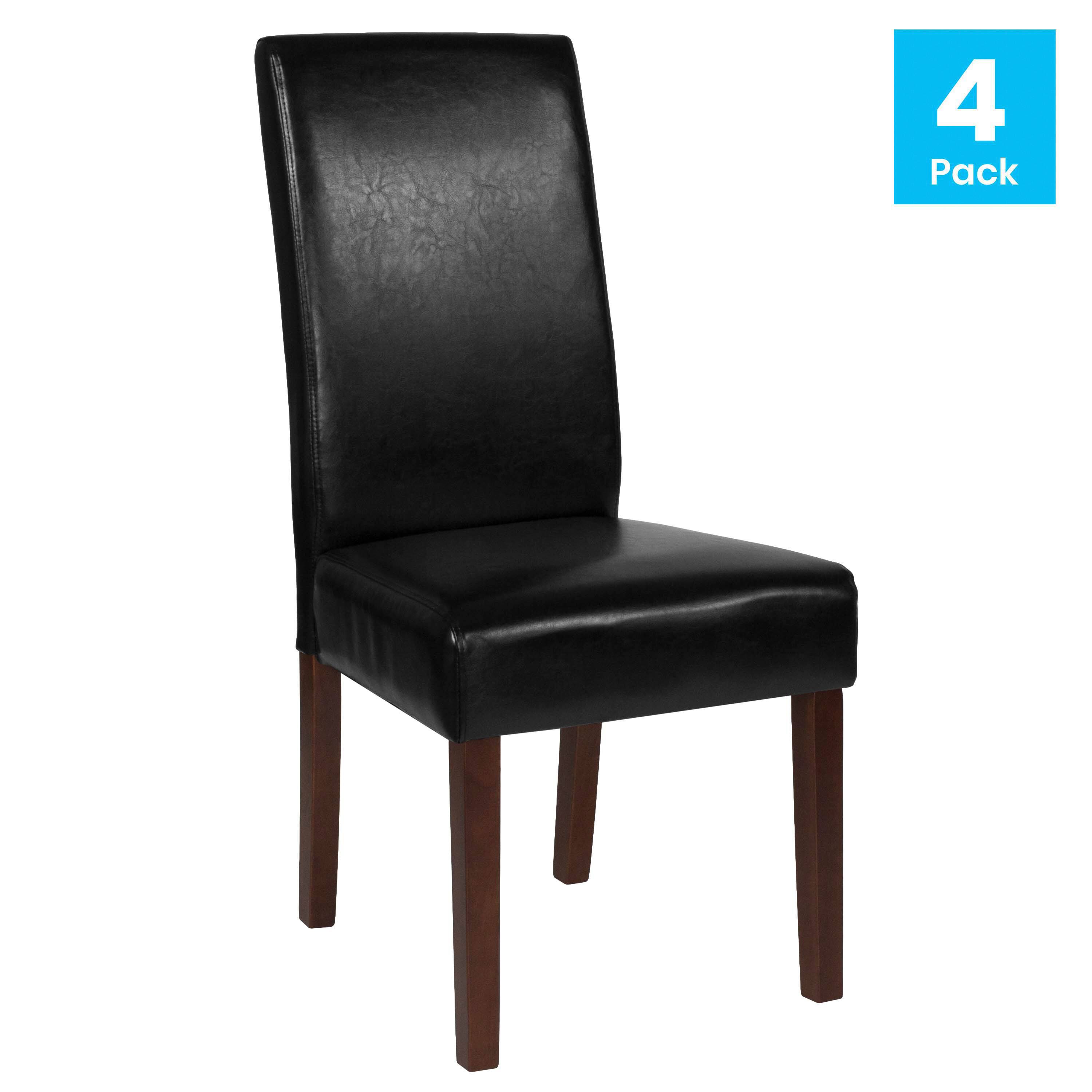 Alt View 2. Emma + Oliver - Mid-Century Parsons Chair and Hardwood Frame for Kitchen, Dining Room & More - Black Faux Leather.