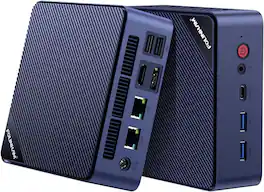 Gezoon - Mini PC,N100 Mini Computers,16GB RAM 512GB SSD, Full Function Type-C/Dual LAN/VESA/Home/Business Mini Desktop Computer - Blue-gray