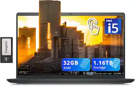 Dell - Inspiron 15 15.6" FHD Touchscreen Laptop, Intel i5-1235U,32GB RAM, 1TB SSD+160GB Docking Set,Win 11 - Black