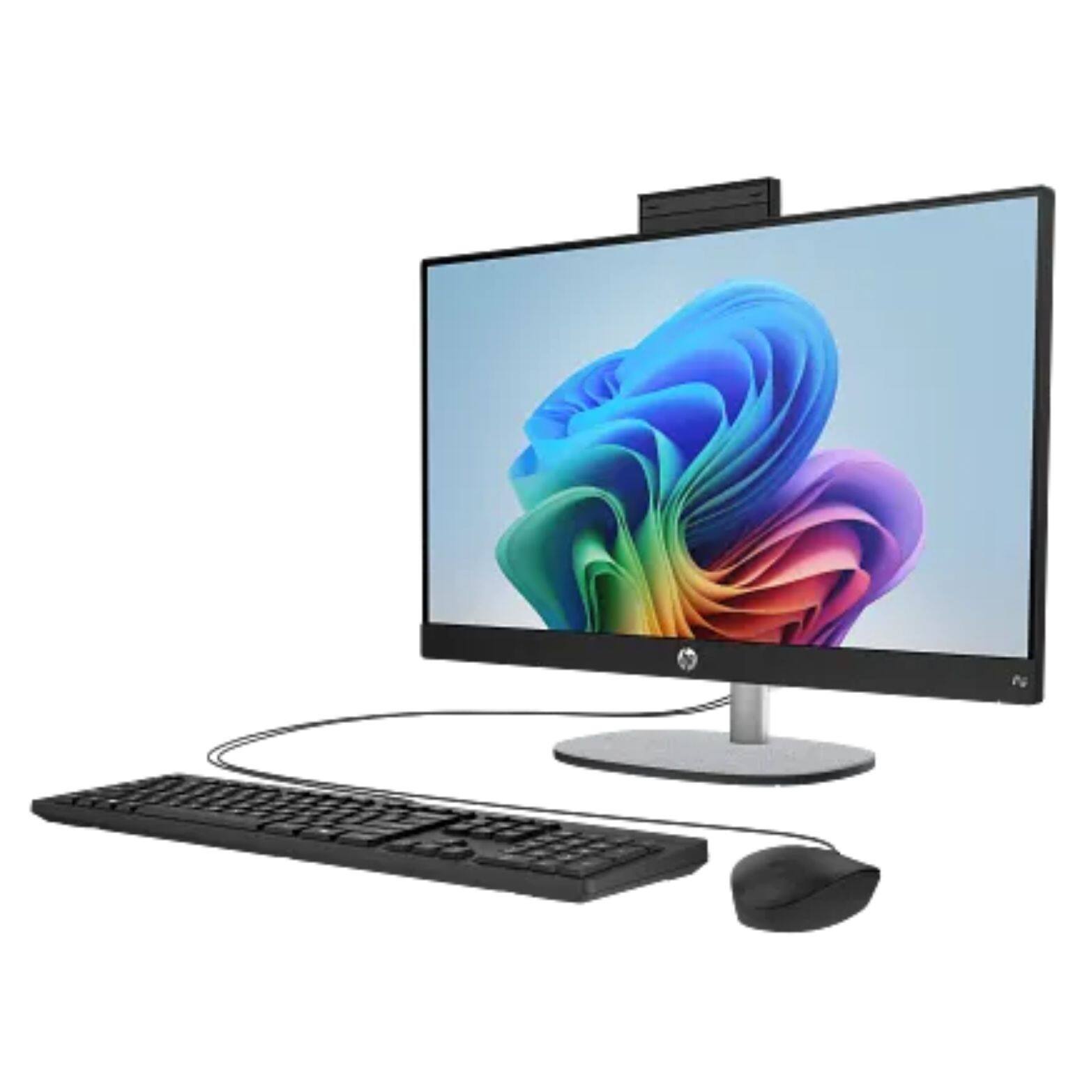 Alt View 1. HP - 24-CR2000T 23.8" FHD IPS Intel Core Ultra 5 225U 32GB DDR5 256GB SSD Intel Graphics Windows 11 Home All-in-One Desktop - Black.