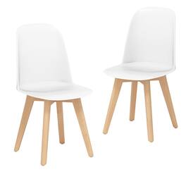 Gymax - Modern Dining Chairs Set of 2 Armless Kitchen Chairs 330 LBS Load Capacity - White