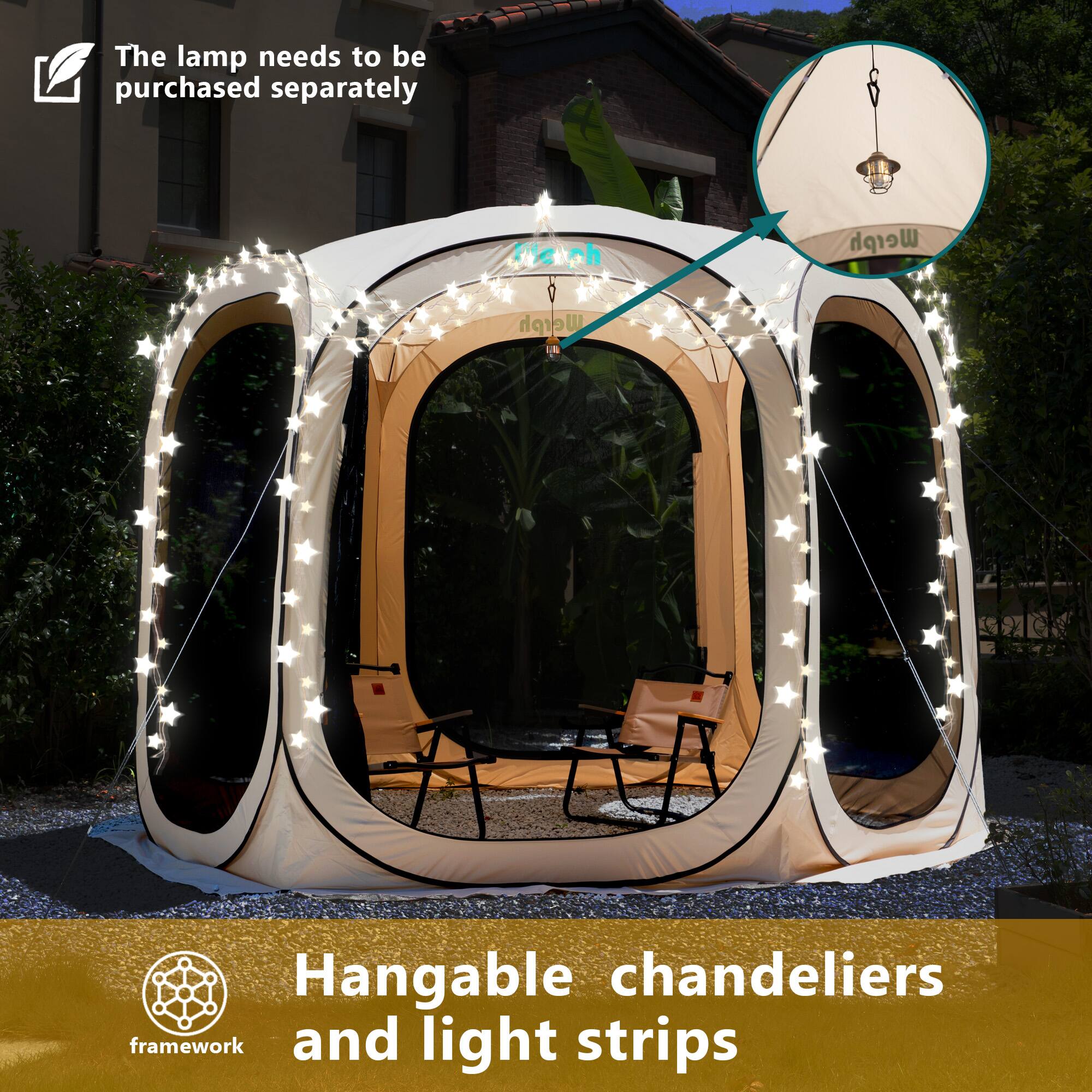 The lamp needs to be purchased separately

Hangable chandeliers and light strips

framework