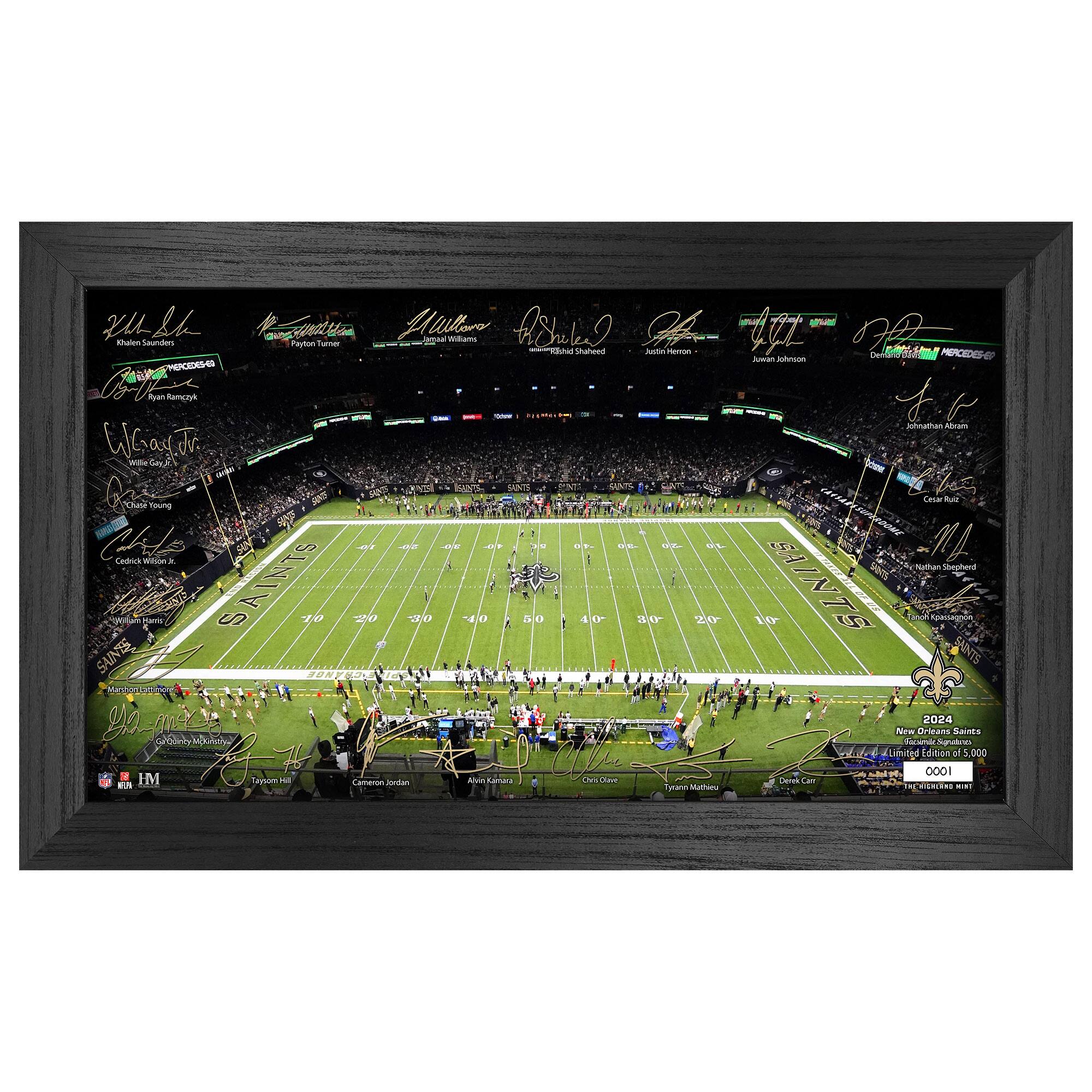 New Orleans Saints 12" x 20" 2024 Signature Gridiron Panoramic Framed Photo