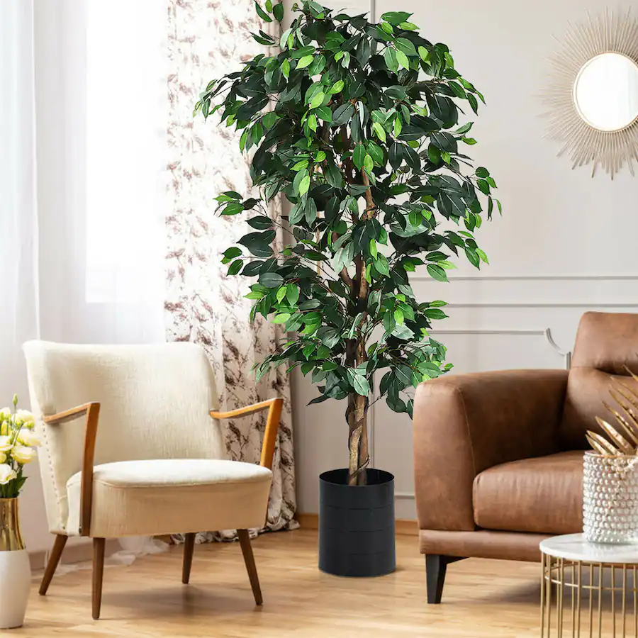 Gymax 6Ft Artificial Ficus Tree Fake Greenery Plant Home Office gymax-6ft-artificial-ficus-tree-fake-greenery-plant-home-office