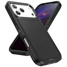 UUCOVER - For Apple iPhone 18 Pro Max Heavy Duty Protective Case, 3 in 1 Dual Layer Rugged Shockproof Drop Protection Phone Cover - Black+Black
