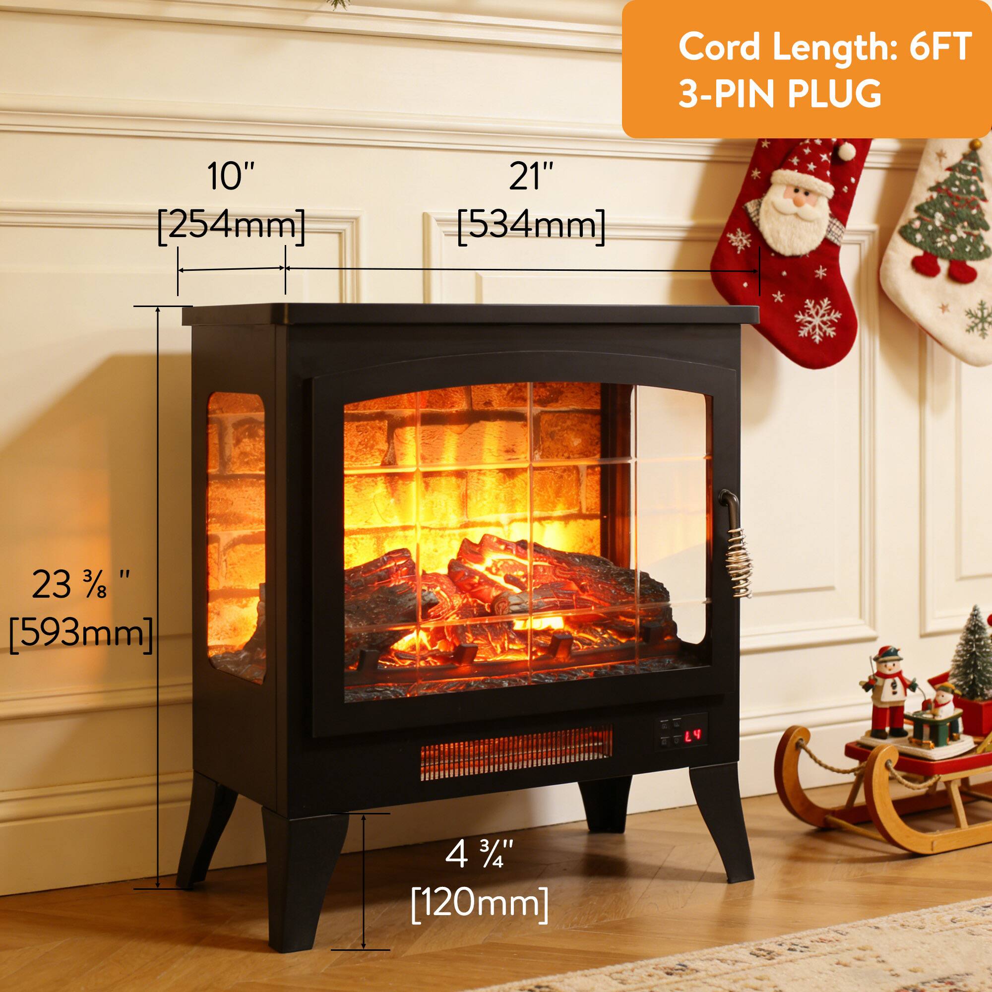 Cord Length: 6FT 3-PIN PLUG

10" [254mm]
21" [534mm]
23 3/8" [593mm]
4 3/4" [120mm]