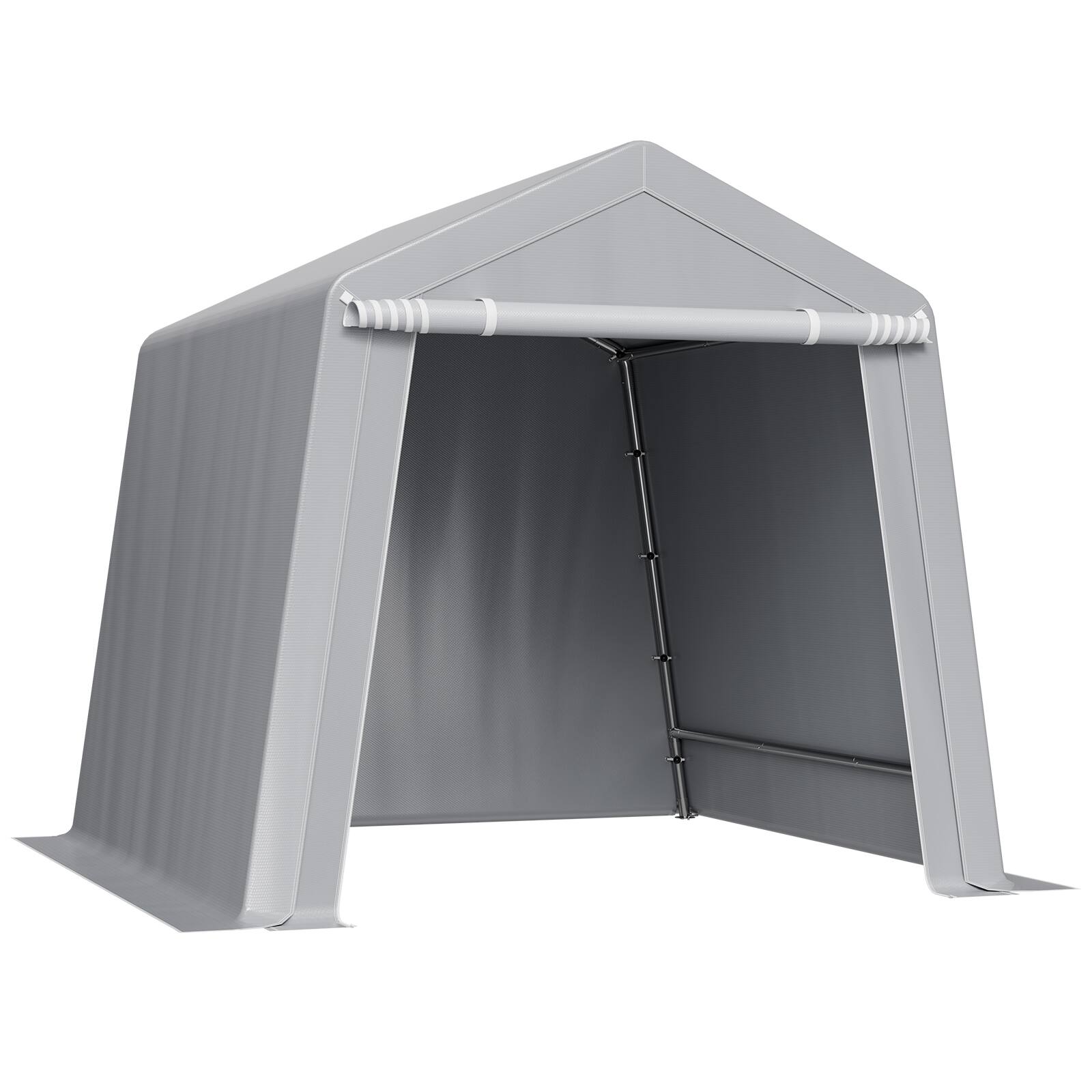 Alt View 5. VEVOR - Outdoor Storage Shed, 8 x 8 ft Portable Tent with Roll-up Door & Vents, Waterproof Canopy Shed Shelter, Heavy Duty Frame - Gray.